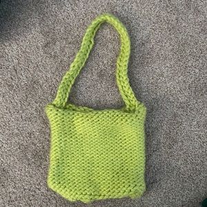 green crochet bag